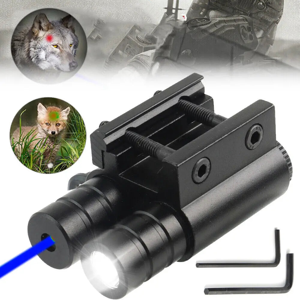 Blue Laser Dot Sight Tactical LED Gun Flashlight for 20mm