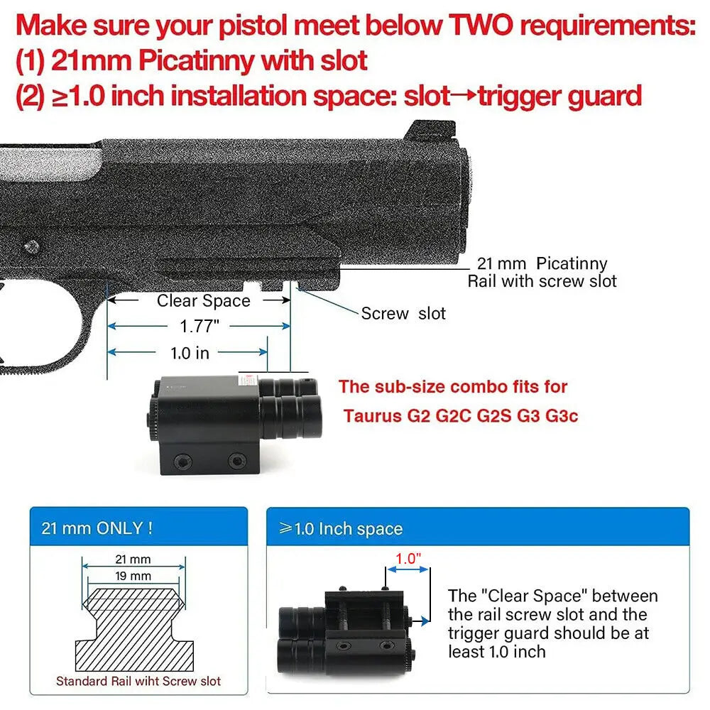 Blue Laser Dot Sight Tactical LED Gun Flashlight for 20mm