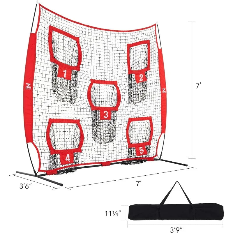 ZELUS 7 x 7ft Football Trainer Throwing Net 5 Throwing Targets  Great for Quarterback