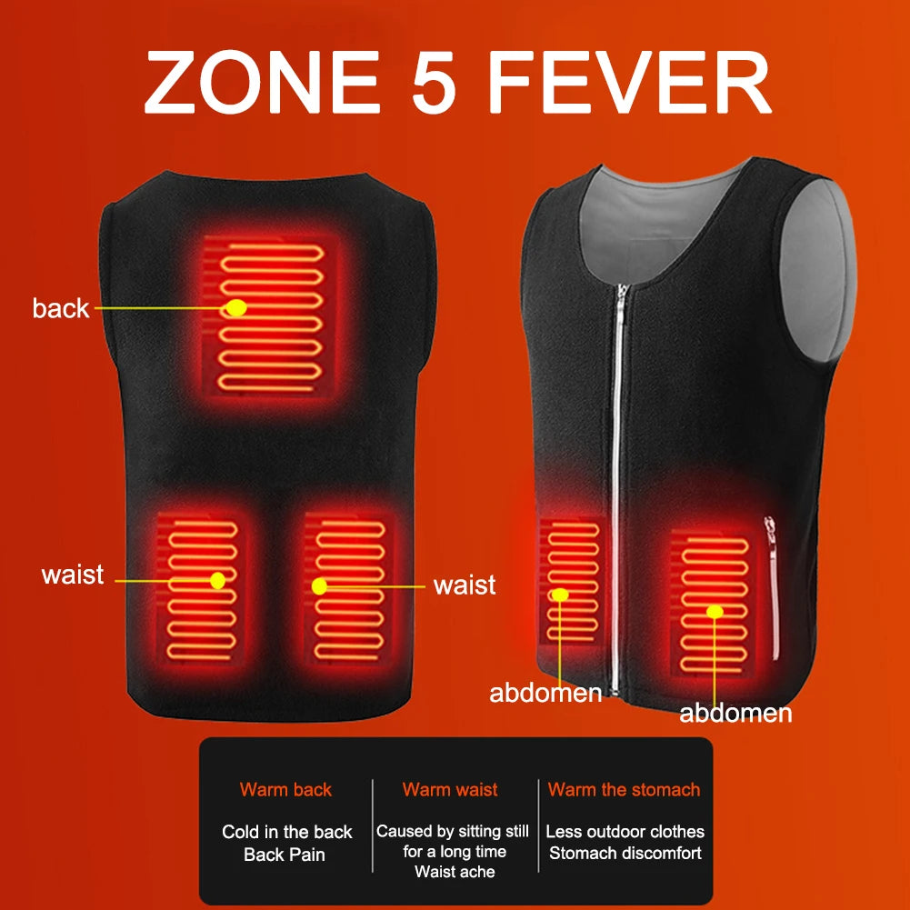 5 Places Heated Vest Men Women Usb Heated