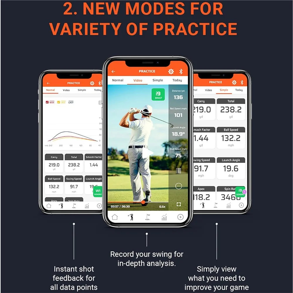 Portable Golf Launch Monitor and Swing Analyzer with Real-Time Shot Data Tracking