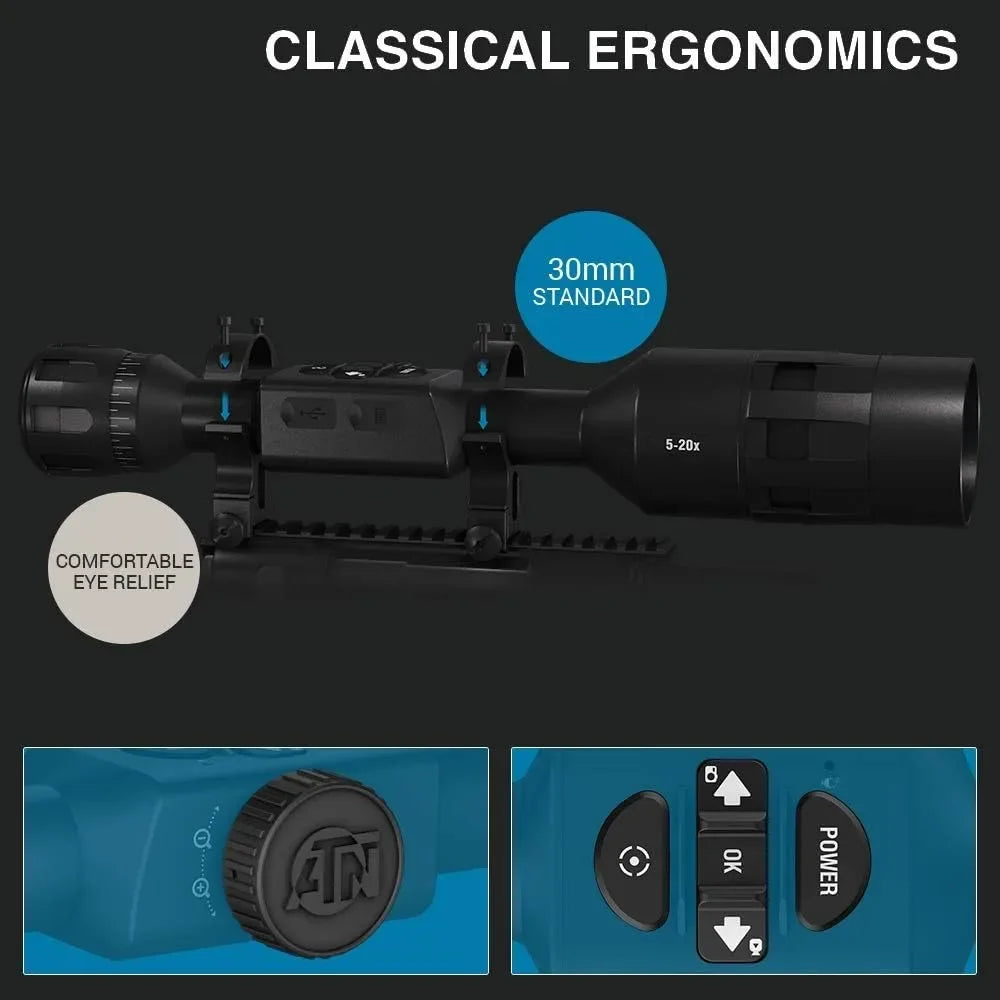 4K Pro Smart Day/Night Hunting Scope w/Ballistics Calc, 3864x2218 Resolution, Video Record