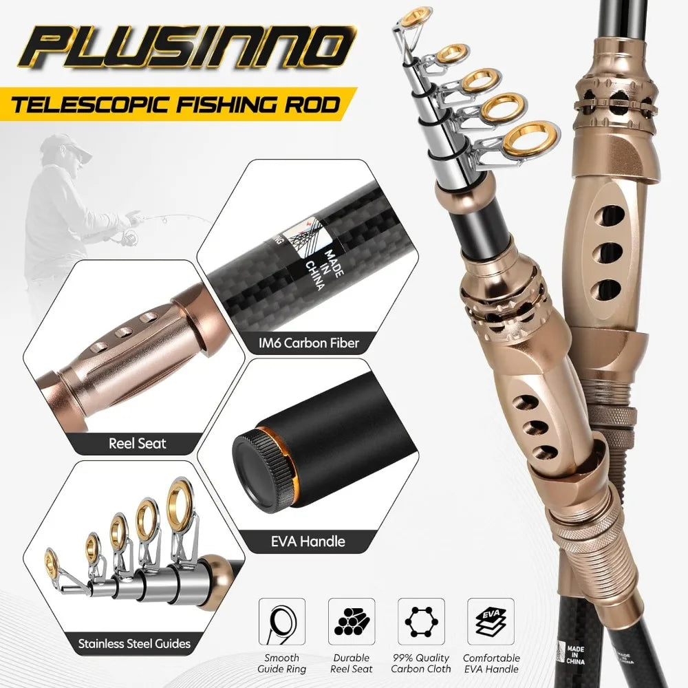 Fishing Rod and Reel Combos Carbon Fiber Telescopic