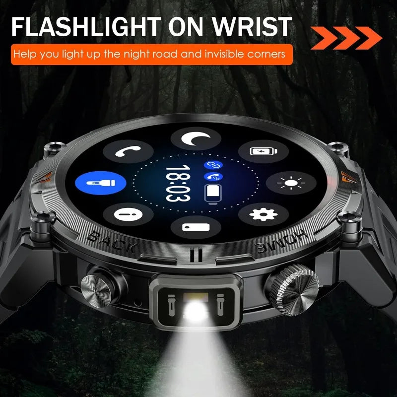 Military Smart Watch for men Waterproof Smart Watch with 100+ Sports Modes Fitness Tracker