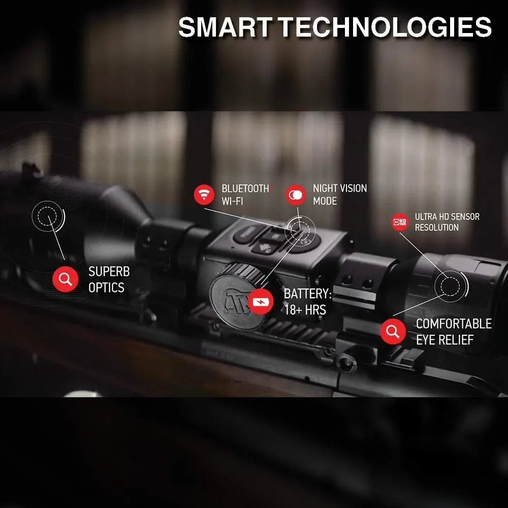 4K Pro Smart Day/Night Hunting Scope w/Ballistics Calc, 3864x2218 Resolution, Video Record