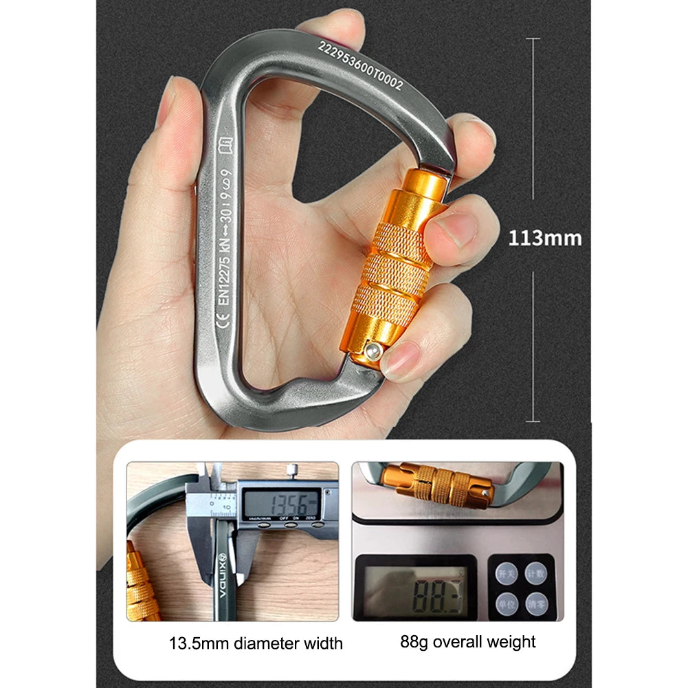 Outdoor Carabiner Rock Climbing Mountain Rappelling 30kN Aluminum Alloy Safety Buckle Hook