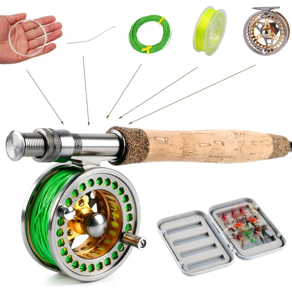 Fly Fishing Rod Reel Combos Lightweight Portable Fly Rod Aluminum Alloy Fly Reel