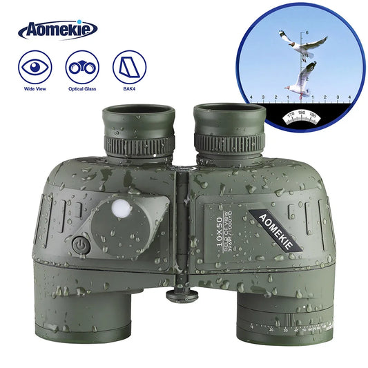 Marine Binoculars 10x50 Waterproof Binoculars with Rangefinder Compass