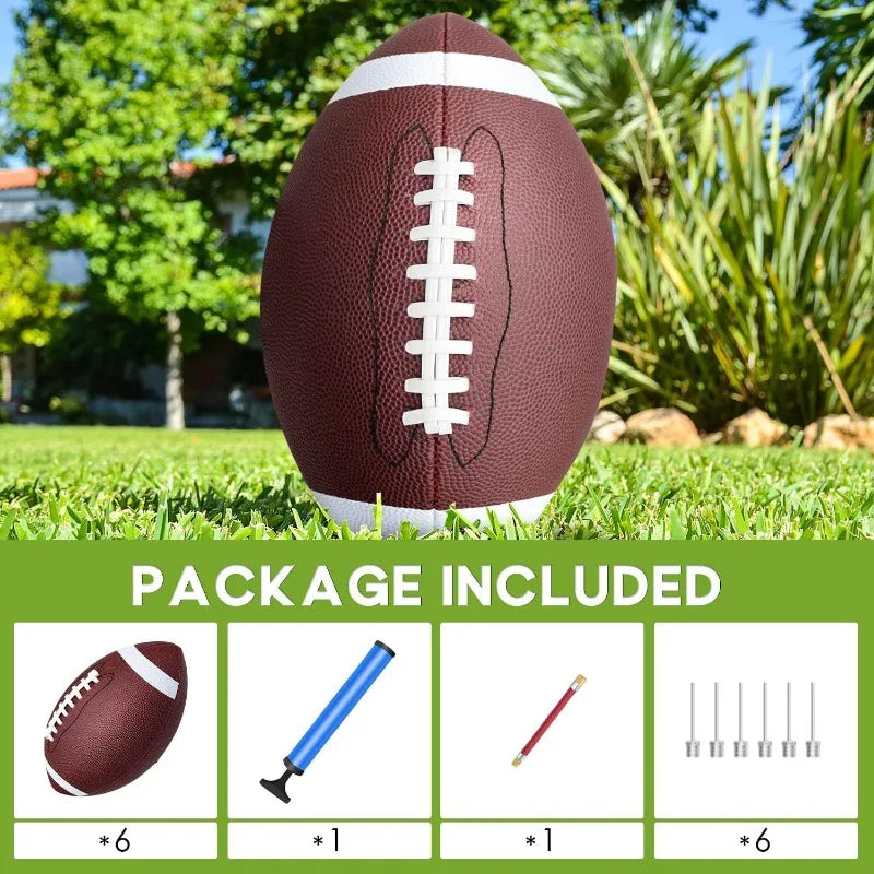 6 Pack Youth Size 6/Official Size 9 Footballs Inflatable with Pump