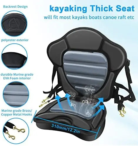 Kayak Seat Thickened Padded Kayak Seat Extra Thick Padded Sit-On-Top Canoe Seat Cushioned