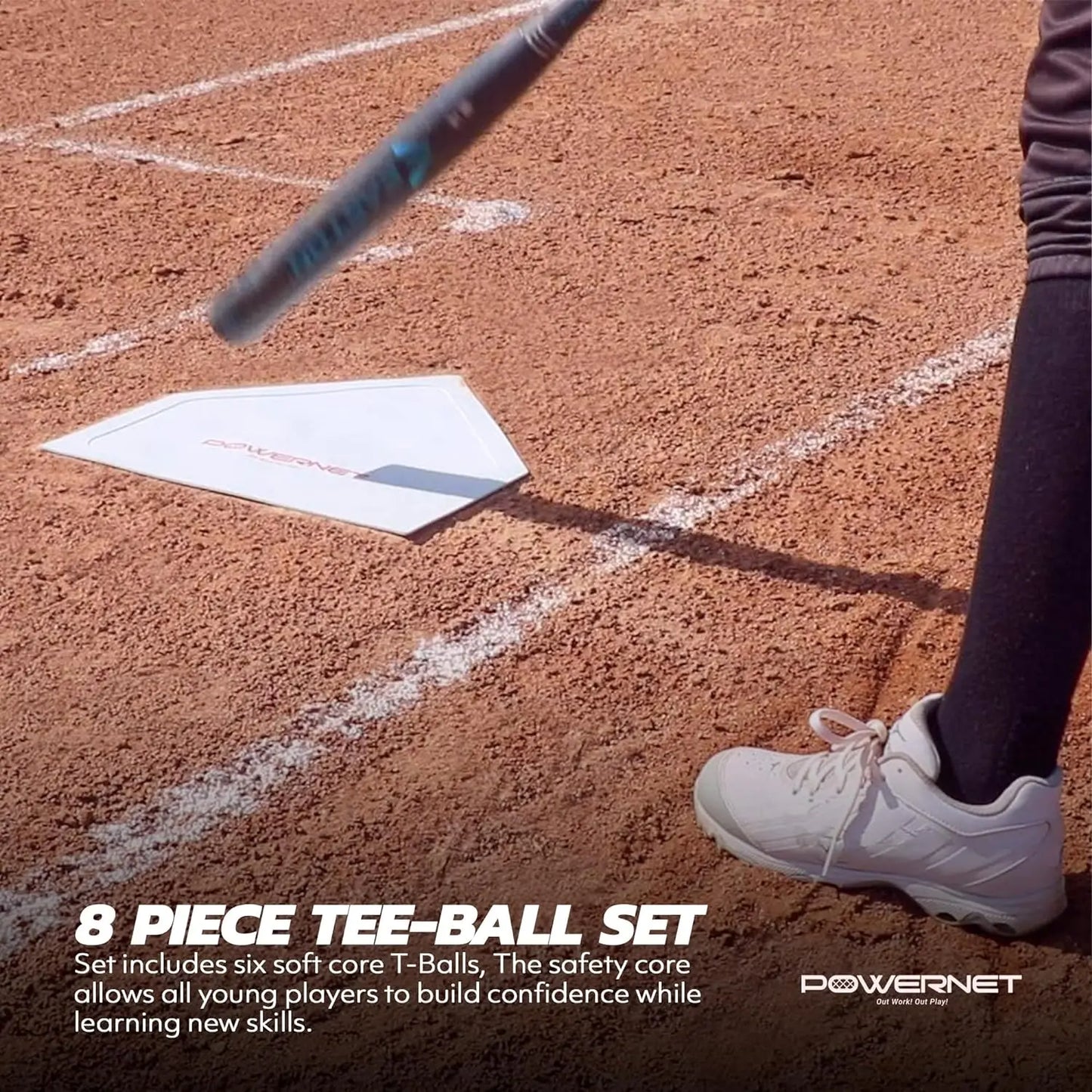 Set Includes 6 Soft Core Baseballs, Adjustable Stand