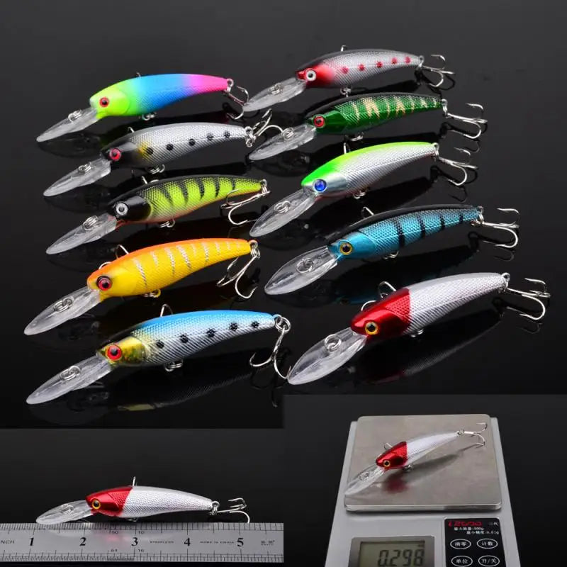 20Pcs Fishing Lure Tackle Kit Floating Fishing Minnow Crankbait