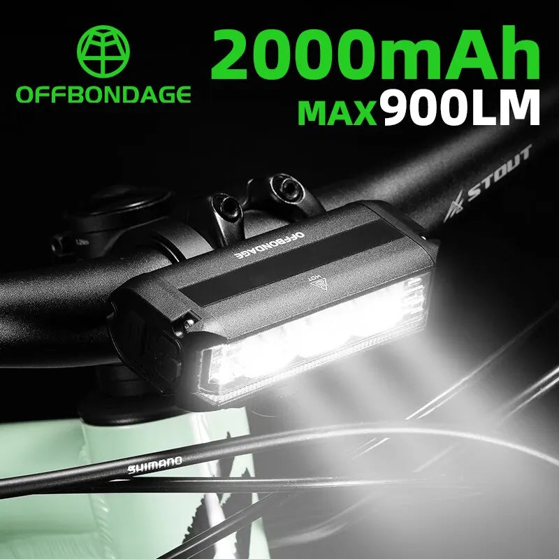 Bike Light 2000mAh Waterproof Flashlight USB Charging MTB Road Cycling Lamp