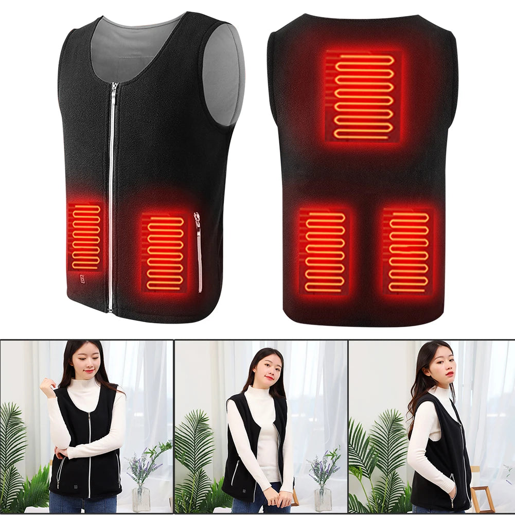 5 Places Heated Vest Men Women Usb Heated